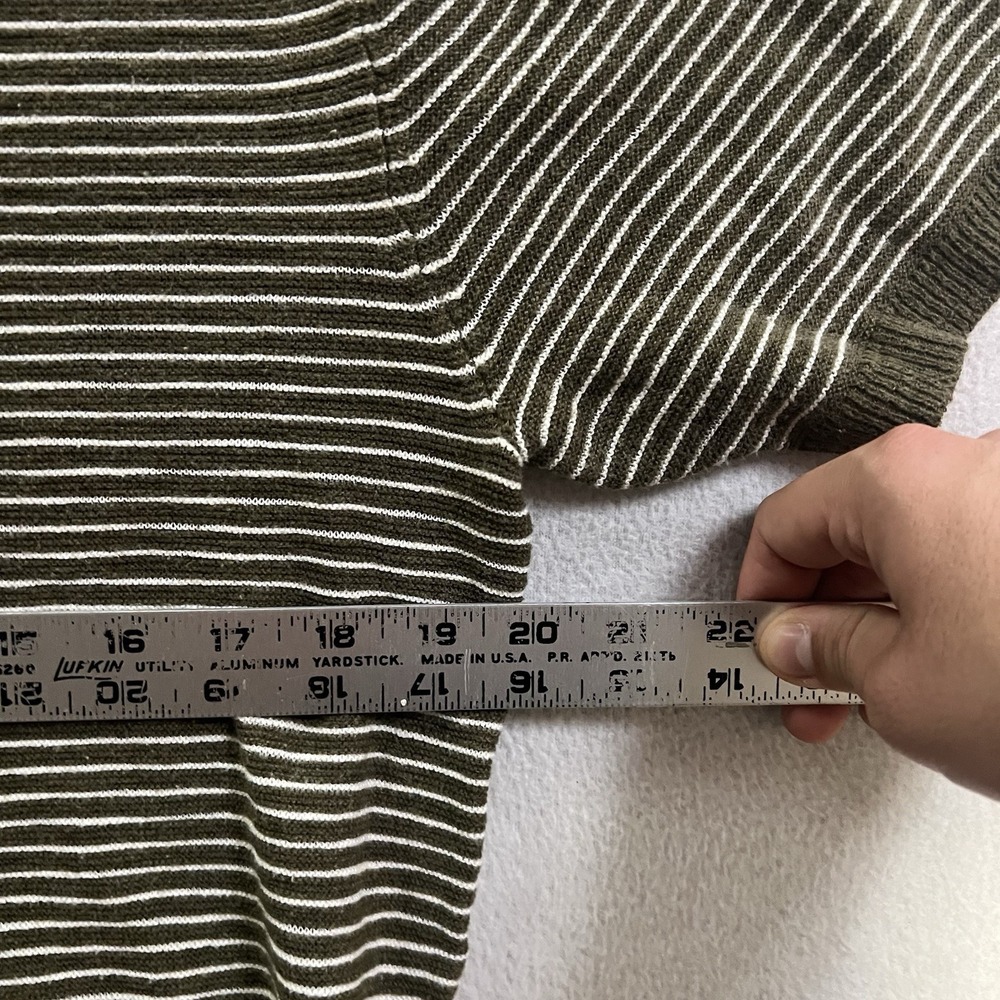 American Eagle T-Shirt Men's Size Medium Green White Striped Short Sleeve Ringer - Picture 4 of 7
